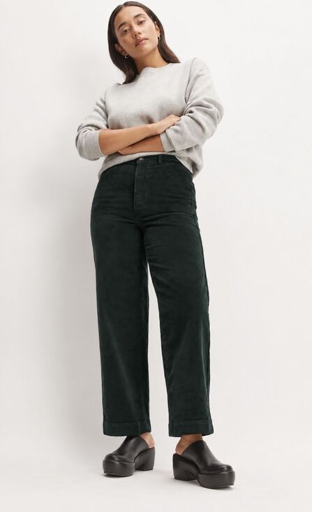 Everlane Pants - NWOT EVERLANE THE CORDUROY WIDE-LEG PANT Deep green, Sz 12 $100 G17
